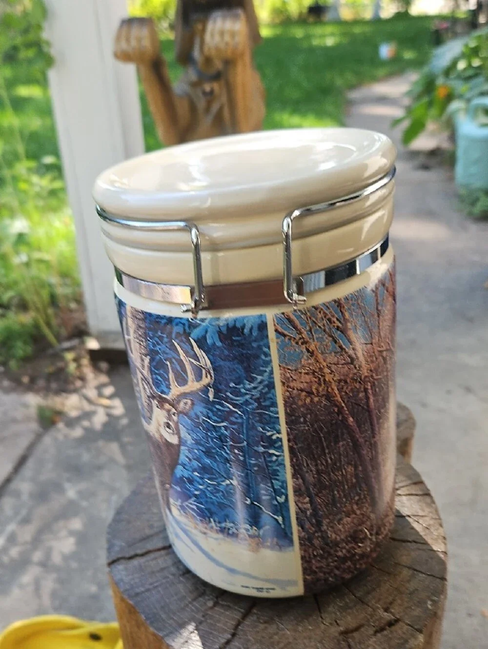 Winter Deer Ceramic Storage Canister 